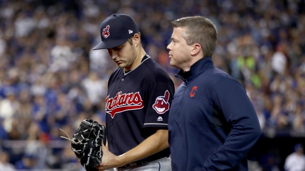 Trevor Bauer leaves mound of Game 3 of ALCS