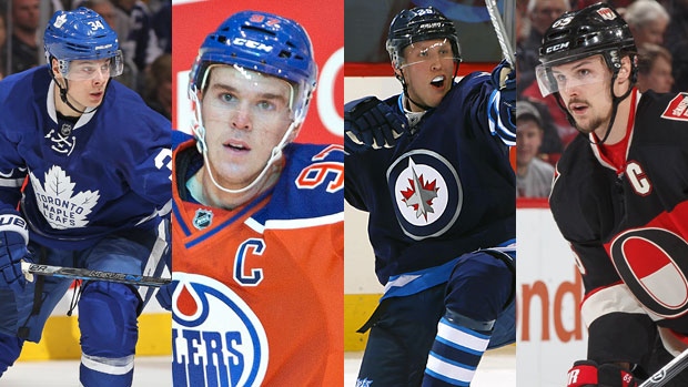 Auston Matthews, Connor McDavid, Patrik Laine and Erik Karlsson