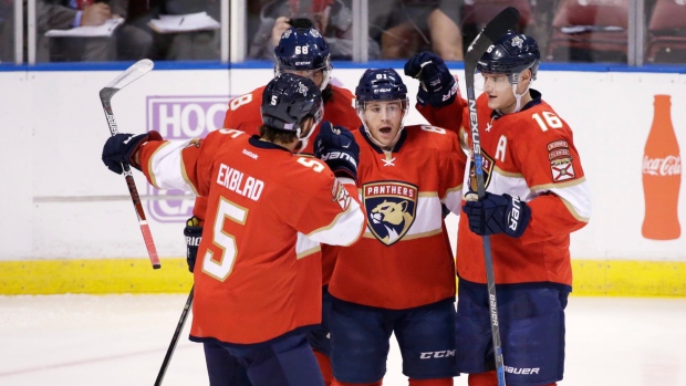 Marchessault, Panthers celebrate, The Canadian Press Marchessault, Panthers celebrate