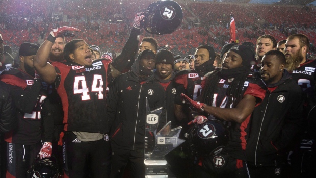 Redblacks celebrate Eastern Final win, The Canadian Press Redblacks celebrate Eastern Final win