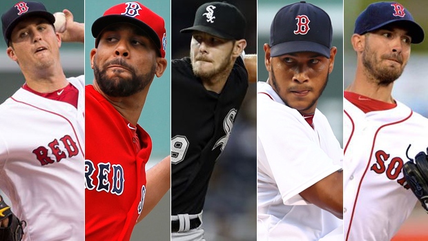 Pomeranz, Price, Sale, Rodriguez and Porcello, Getty Images/CP Pomeranz, Price, Sale, Rodriguez and Porcello