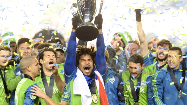 Seattle Sounders celebrate MLS Cup