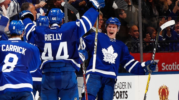 Connor Carrick, Morgan Rielly and Jake Gardiner