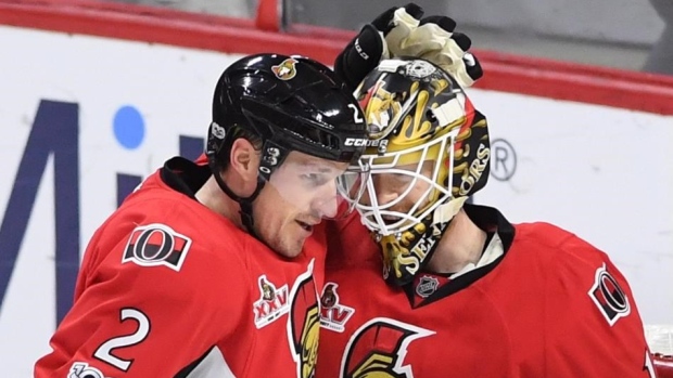 Dion Phaneuf and Mike Condon