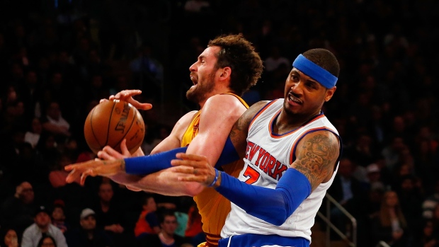 Kevin Love and Carmelo Anthony, Jim McIsaac/Getty Images Kevin Love and Carmelo Anthony