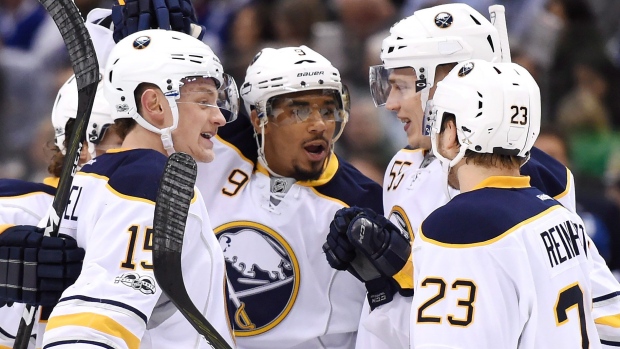 Sabres celebrate, The Canadian Press Sabres celebrate