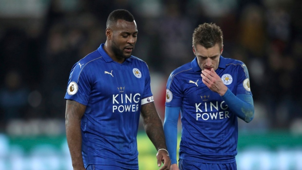 Wes Morgan and Jamie Vardy