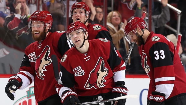 Radim Vrbata Max Domi Peter Holland Alex Goligoski, Christian Petersen/Getty Images Radim Vrbata Max Domi Peter Holland Alex Goligoski