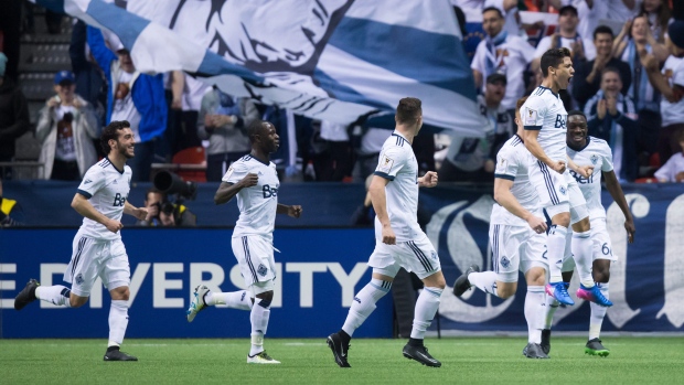 Vancouver Whitecaps celebrate, The Canadian Press Vancouver Whitecaps celebrate