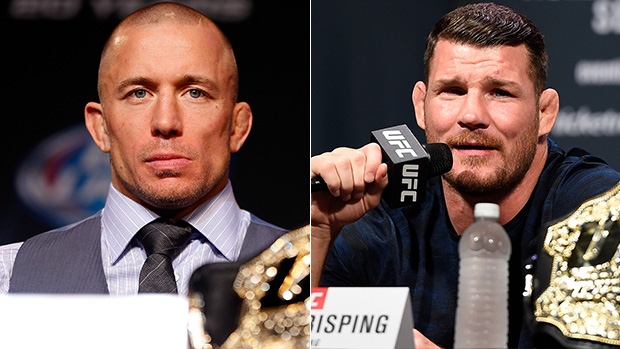 St-Pierre and Bisping, Getty Images St-Pierre and Bisping