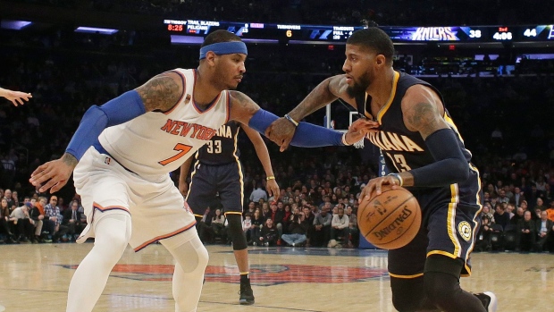 Carmelo Anthony and Paul George, The Canadian Press Carmelo Anthony and Paul George