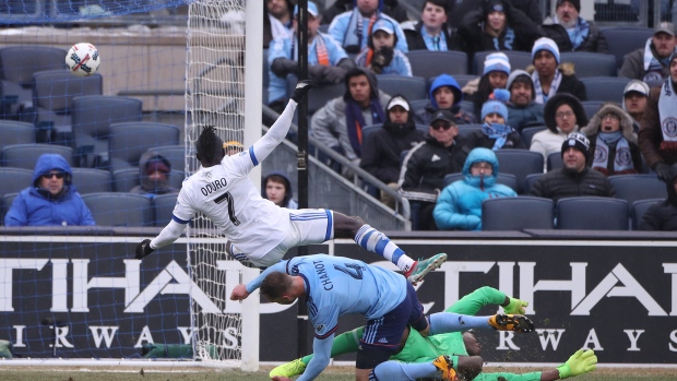 Dominic Oduro, Maxime Chanot and Sean Johnson , Tim Clayton - Corbis/Corbis Sport/Getty Images Dominic Oduro, Maxime Chanot and Sean Johnson
