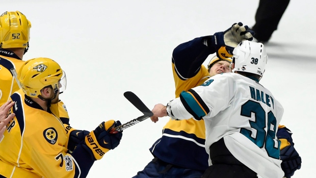 Micheal Haley punches Calle Jarnkrok, The Canadian Press Micheal Haley punches Calle Jarnkrok