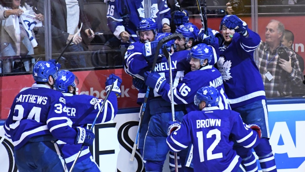 Maple Leafs celebrate, Icon Sportswire/Icon Sportswire/Getty Images Maple Leafs celebrate