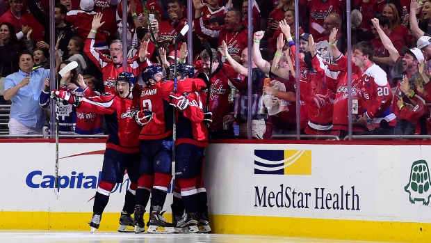 Washington Capitals celebrate, Patrick McDermott/National Hockey League/Getty Images Washington Capitals celebrate