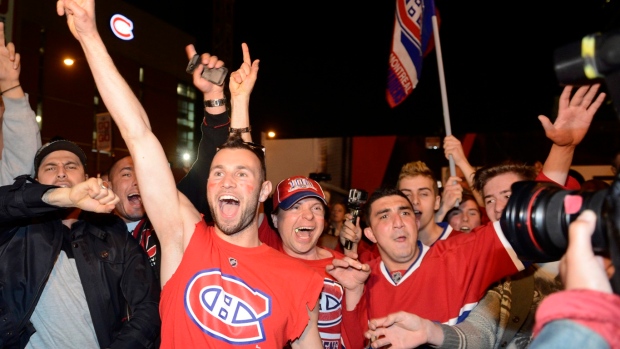 Montreal Canadiens fans celebrate