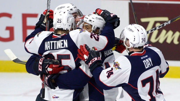 Windsor Spitfires celebrate, The Canadian Press Windsor Spitfires celebrate