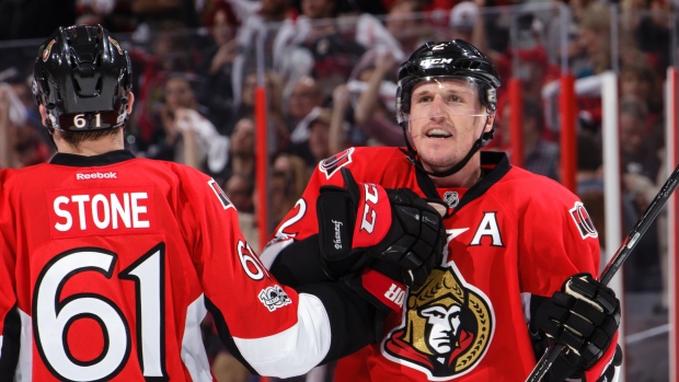 Dion Phaneuf and Mark Stone , Jana Chytilova/Freestyle Photo/Getty Images Dion Phaneuf and Mark Stone