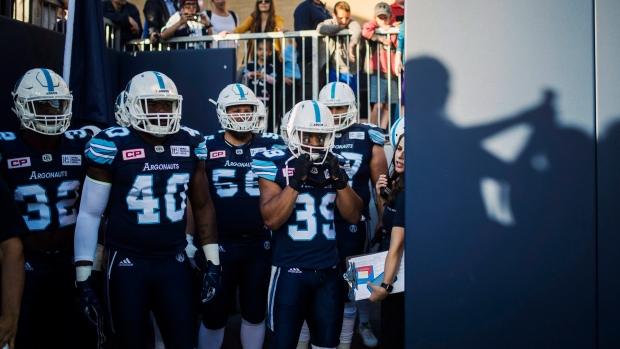 Toronto Argonauts take the field, The Canadian Press Toronto Argonauts take the field