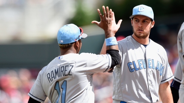 Jose Ramirez and Trevor Bauer , Hannah Foslien/Getty Images Jose Ramirez and Trevor Bauer