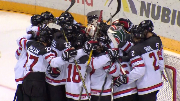 Canada celebrates at Ivan Hlinka Memorial Cup