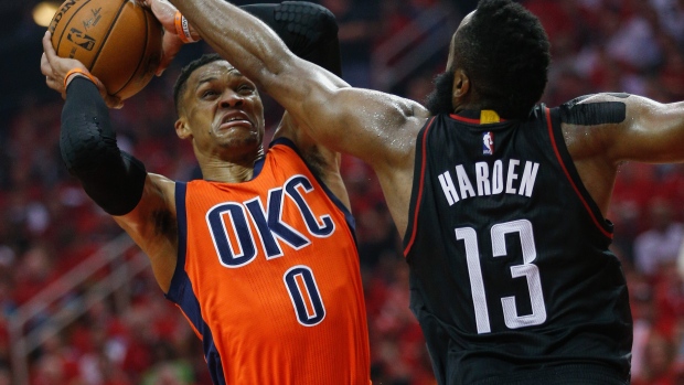 Oklahoma City Thunder v Houston Rockets - Game One, Bob Levey/Getty Images Oklahoma City Thunder v Houston Rockets - Game One