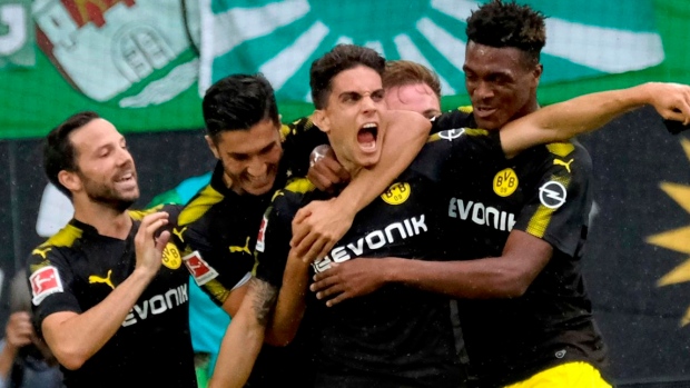 Marc Bartra, Borussia Dortmund celebrate, The Canadian Press Marc Bartra, Borussia Dortmund celebrate