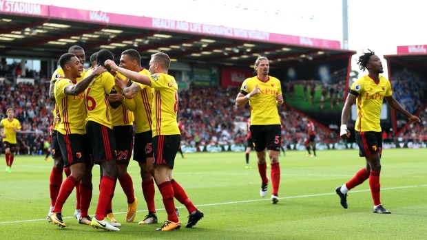 Watford players celebrate, Steven Paston - PA Images/PA Images/Getty Images Watford players celebrate