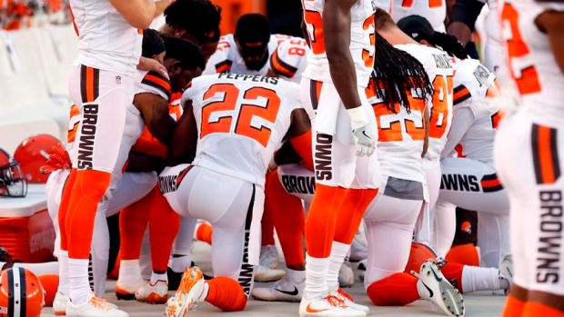 Browns kneel for anthem