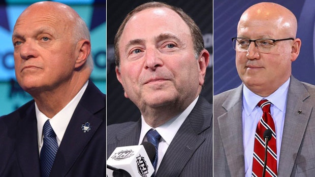 Lou Lamoriello, Gary Bettman and Bill Daly, Getty Images Lou Lamoriello, Gary Bettman and Bill Daly