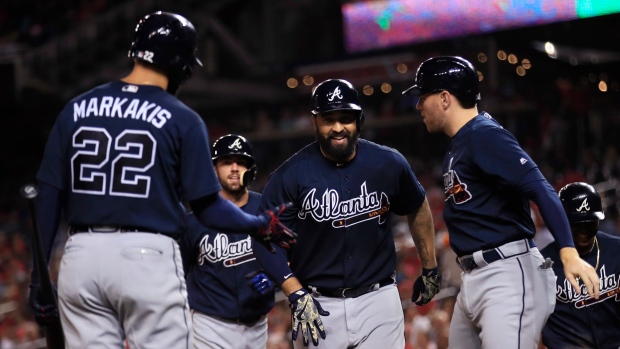Matt Kemp celebrates, The Canadian Press Matt Kemp celebrates