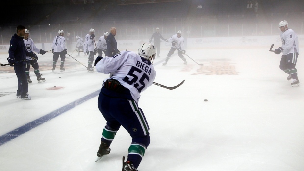 Canucks practice in China