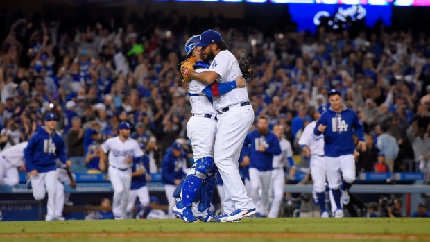 Los Angeles Dodgers Celebrate NL West Title, The Canadian Press Los Angeles Dodgers Celebrate NL West Title