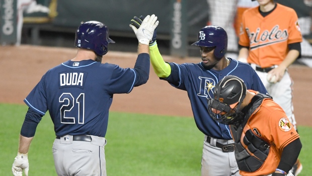 Lucas Duda and Adeiny Hechavarria, Mitchell Layton/Getty Images Lucas Duda and Adeiny Hechavarria