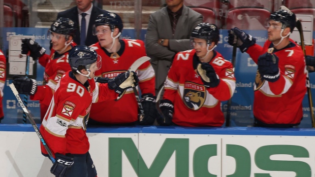 Jared McCann celebrates goal