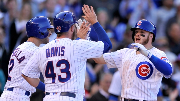 Ian Happ, Taylor Davis and Tommy La Stella 