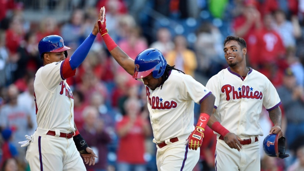 Aaron Altherr Maikel Franco Nick Williams, The Canadian Press Aaron Altherr Maikel Franco Nick Williams