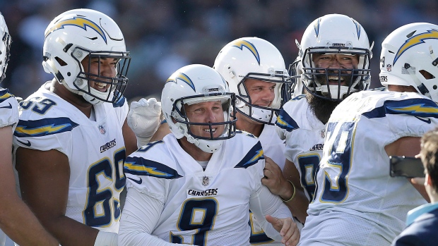 Los Angeles Chargers celebrate