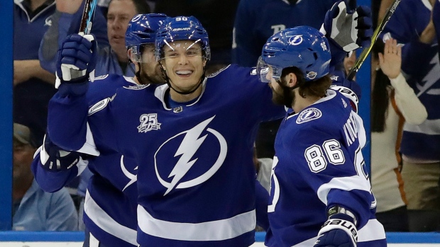 Nikita Kucherov celebrates goal