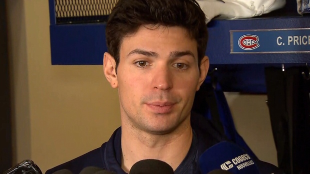 Carey Price talks to reporters