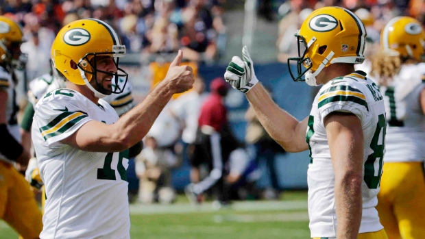 Rodgers, Nelson celebrate