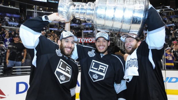 Kings celebrate, Juan Ocampo/NHLI via Getty Images Kings celebrate