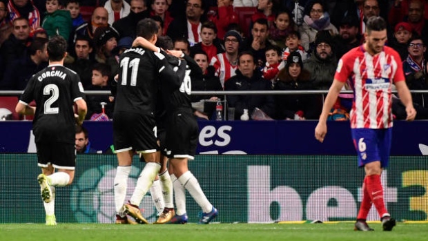 Sevilla celebrates goal