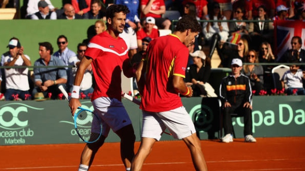 Spain celebrates at Davis Cup