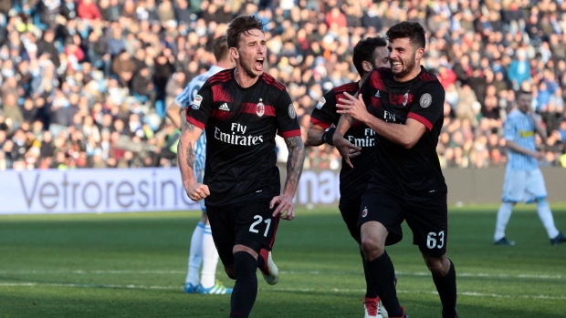 Luca Biglia, AC Milan players celebrate