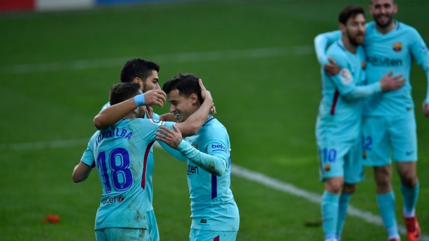 Jordi Alba, Barcelona celebrate, The Canadian Press Jordi Alba, Barcelona celebrate