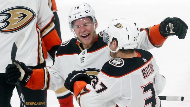 Ondrej Kase, Nick Ritchie, The Canadian Press Ondrej Kase, Nick Ritchie