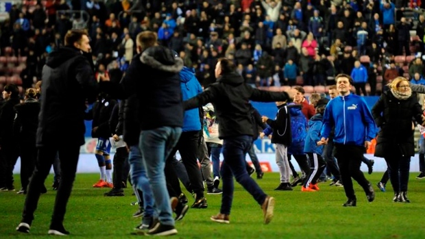 Wigan Fan Celebrate, The Canadian Press Wigan Fan Celebrate