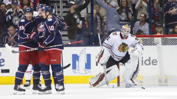Columbus Blue Jackets celebrate, The Canadian Press Columbus Blue Jackets celebrate
