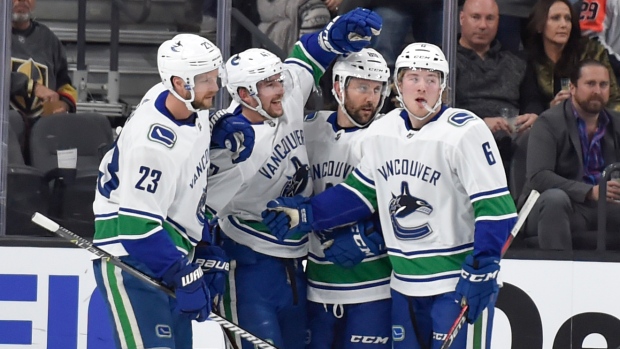 Sven Baertschi Alexander Edler Sam Gagner Brock Boeser, David Becker/NHLI via Getty Images Sven Baertschi Alexander Edler Sam Gagner Brock Boeser